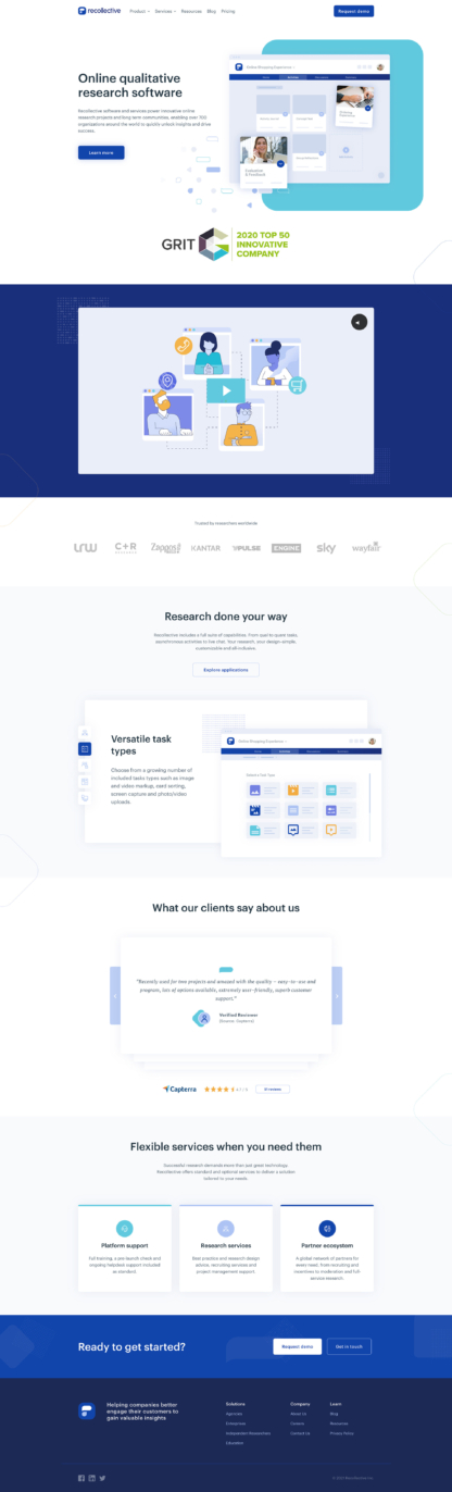 Screenshot of Recollective home page