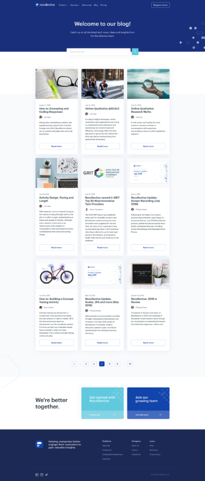 Screenshot of Recollective blog index